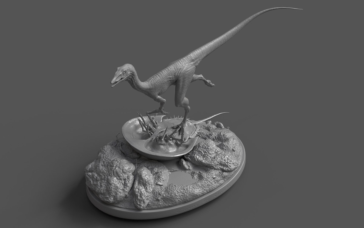 animal dinosaurs 3d modeling TEXTUREING RENDERING Zbrush Sculpt statue Substance Painter
