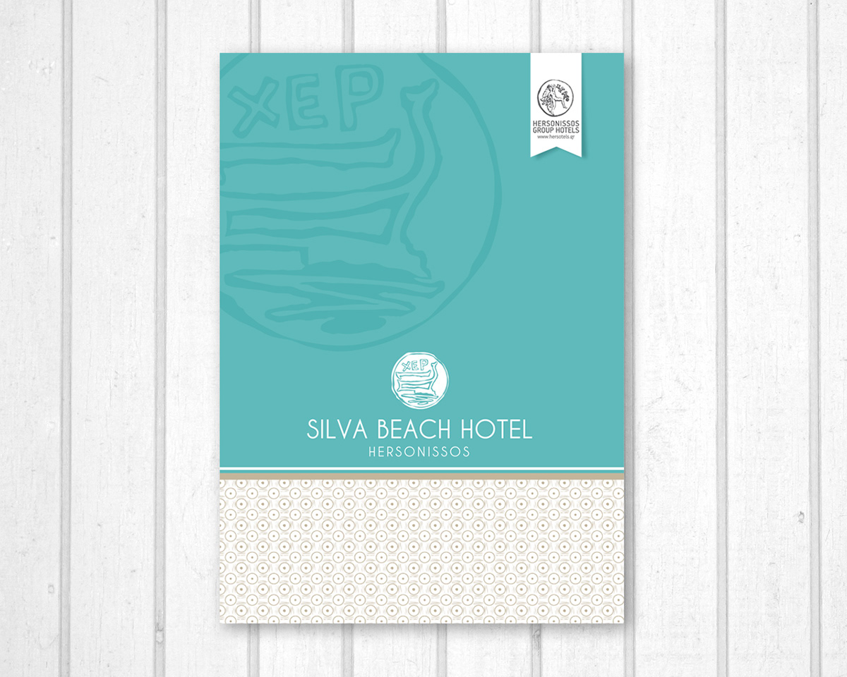 hotel brochure tri fold Crete Greece summer blue beach