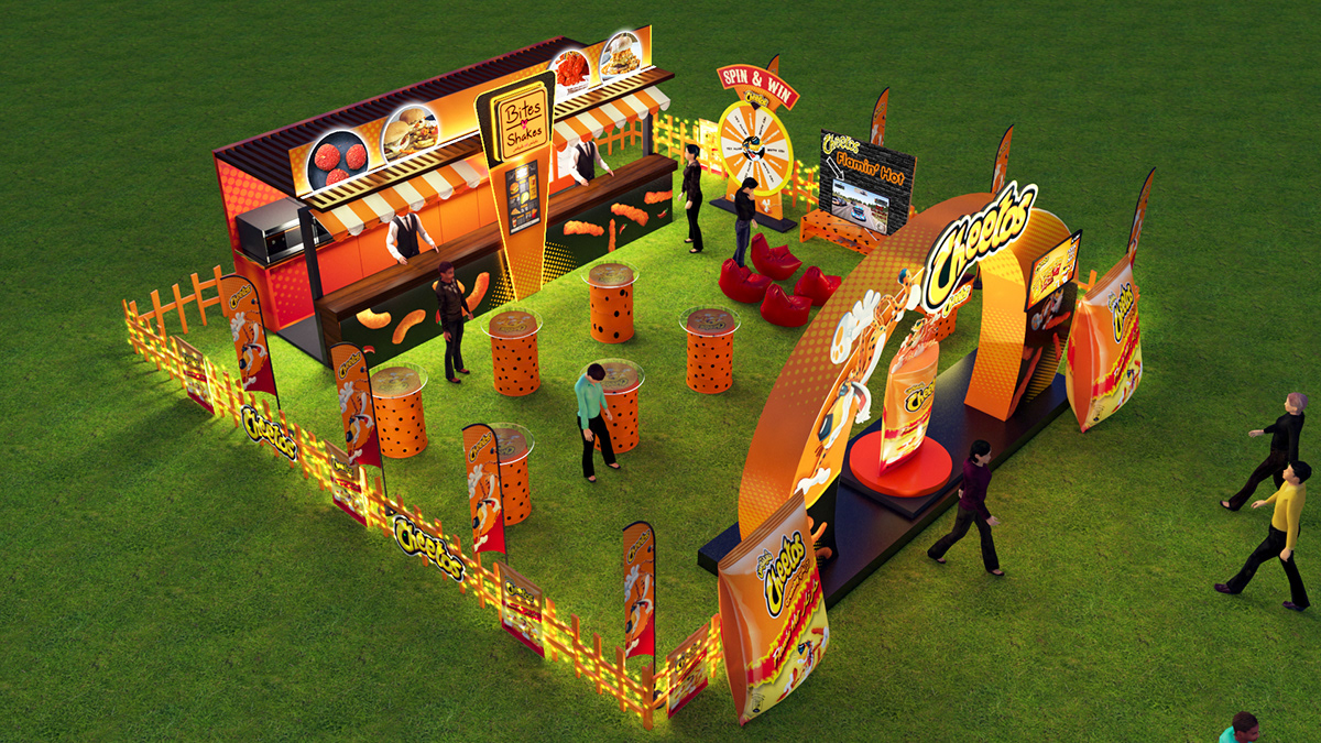 Outdoor Event stall colorful interaction Cheetos