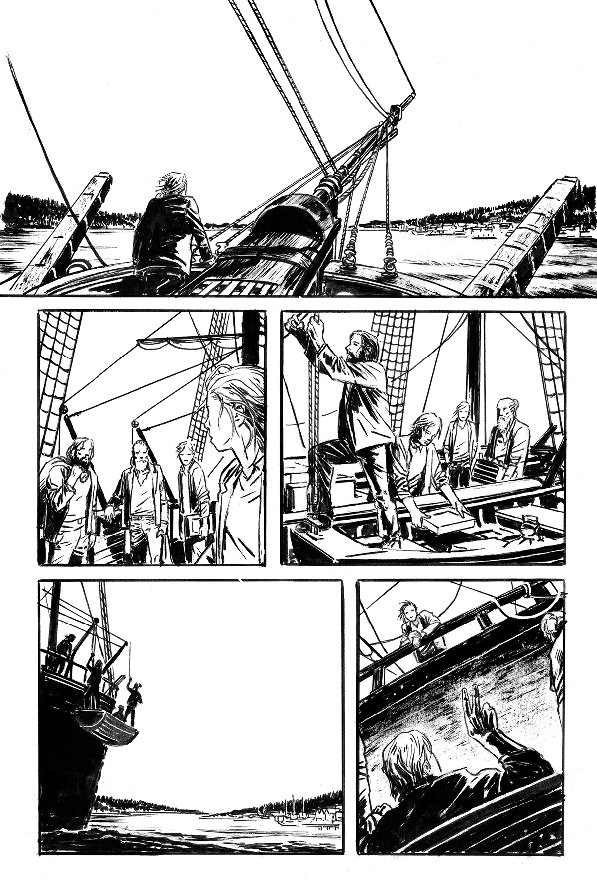 comics comic books sunset Cartooning  sailing Sailor seascape digital coloring