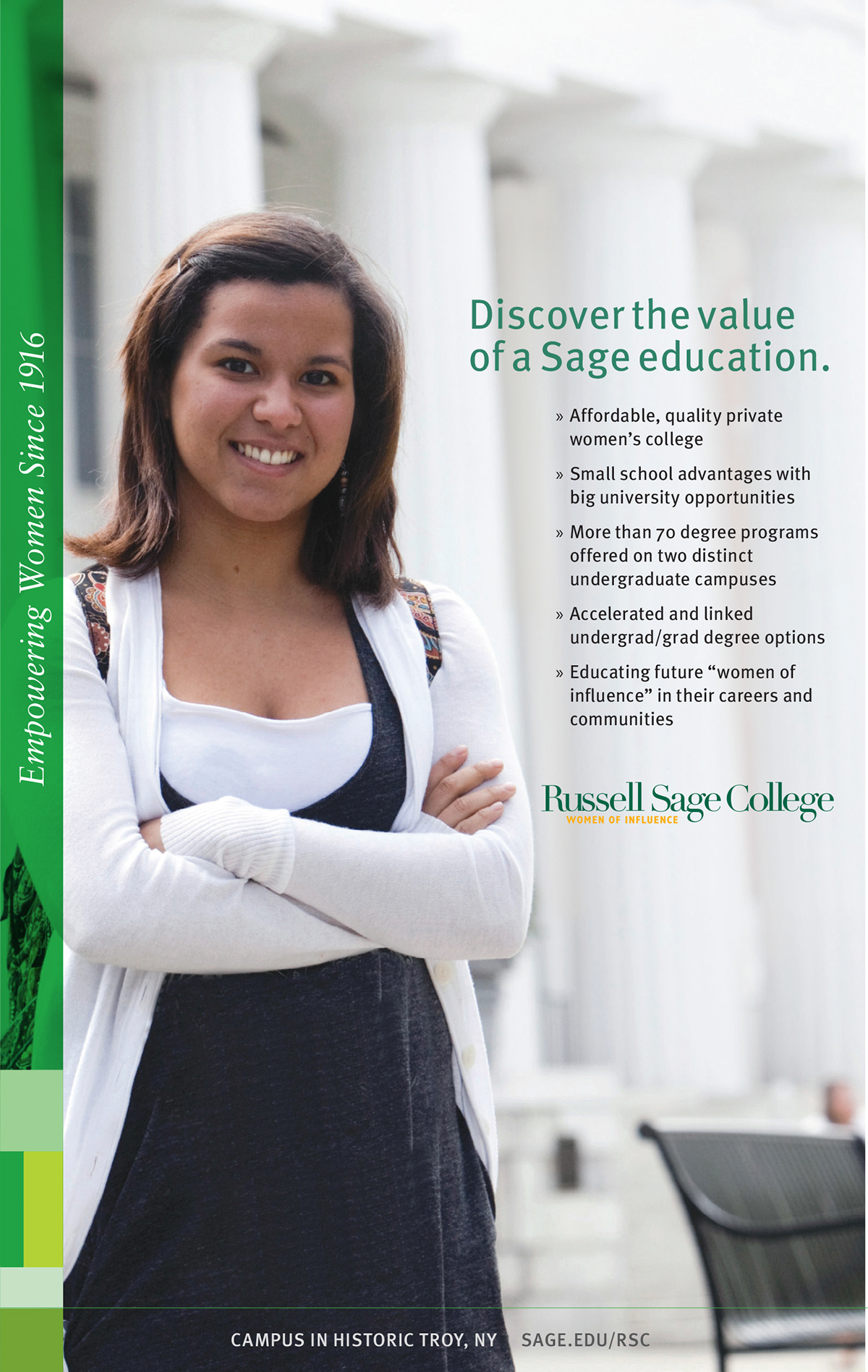 The Sage Colleges admissions materials retracatable banners table top displays handouts