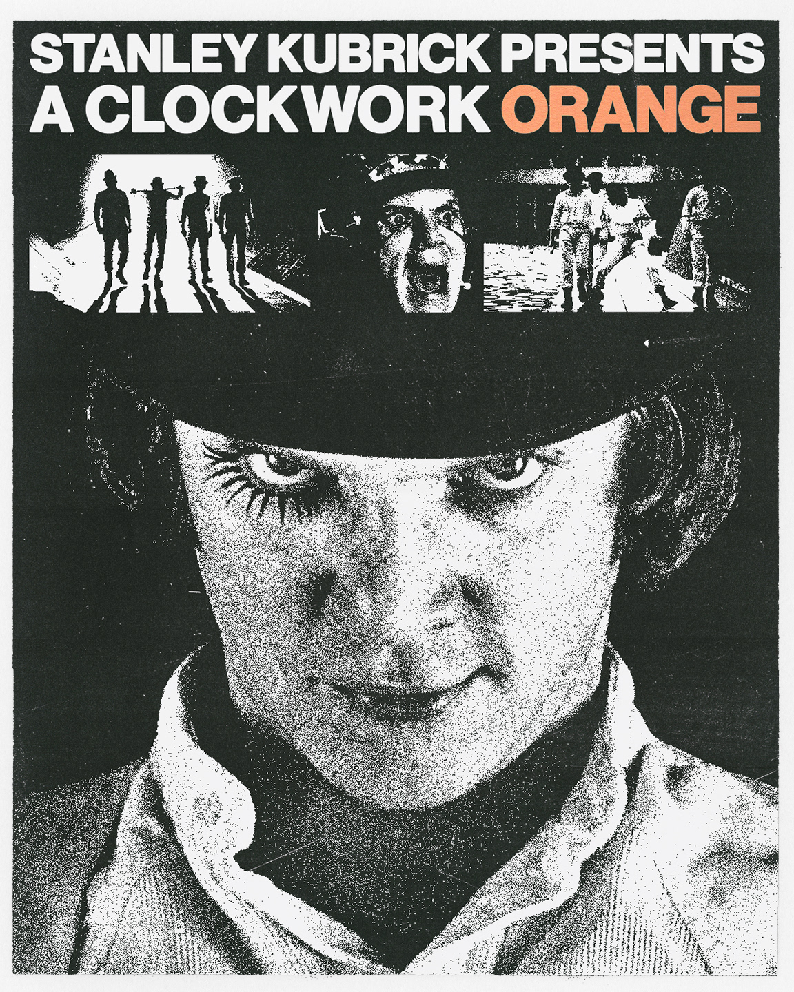 clockwork orange collage full metal jacket key art movie poster Poster Design Stanley Kubrick texture the shining typography  