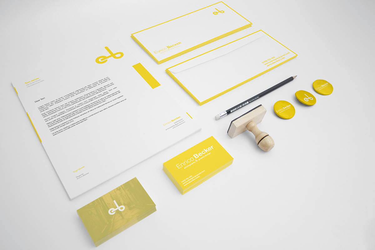 own brand card minimal minimalistic swiss bold colour simple yellow white yellow statinary logo Layout swiss style german bold