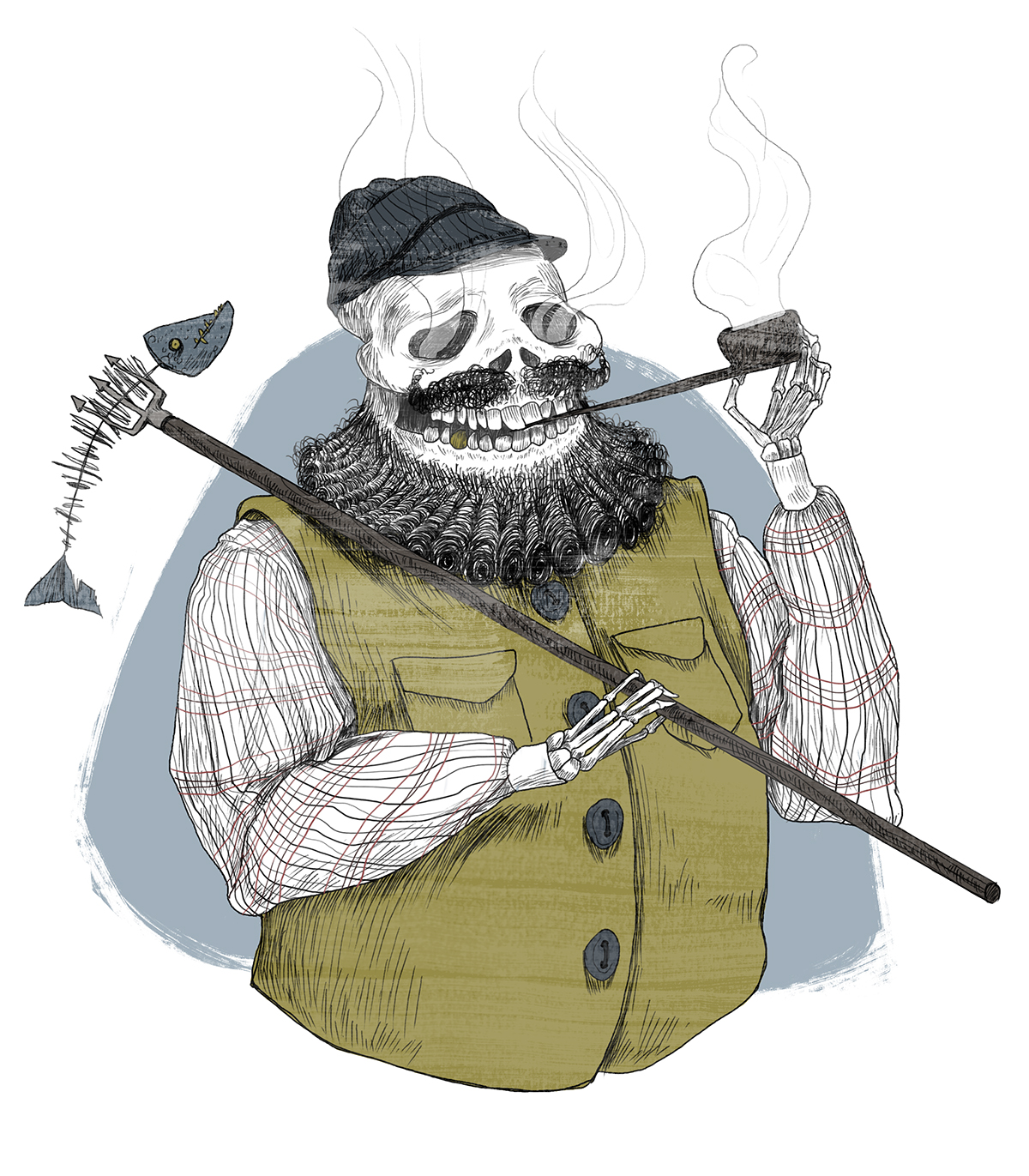 skull skeleton waiter Fisherman dj fish spaghetti