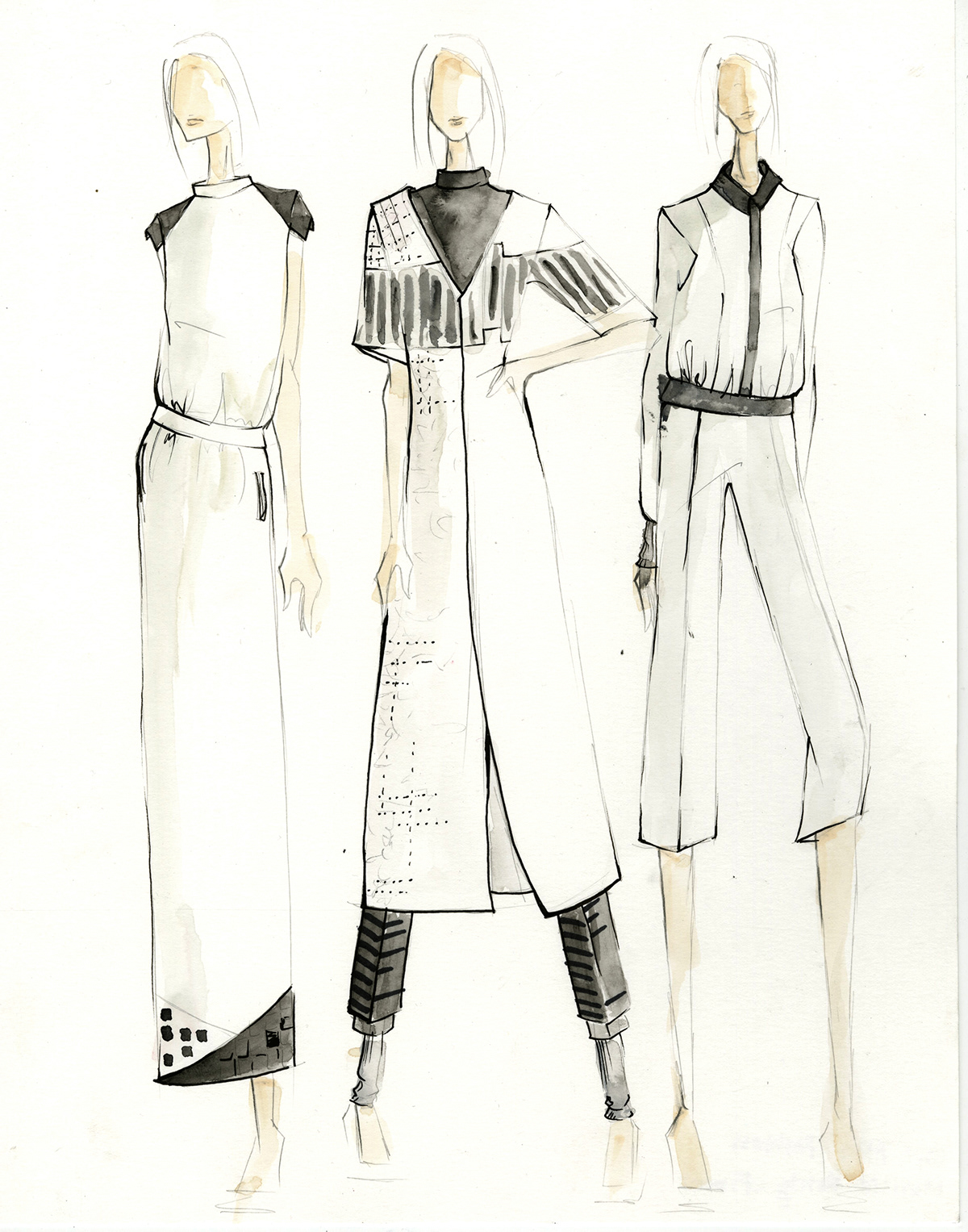 fashion design OCD Obsessive Compulsive fibers Collaboration monoprint black and white