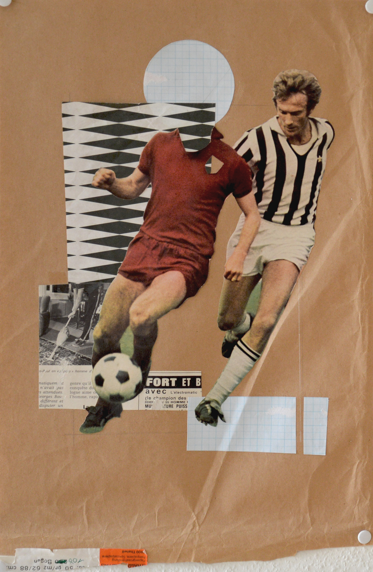 collage manual collage cut and paste scissors football soccer vintage juve Blochin glue art handmade