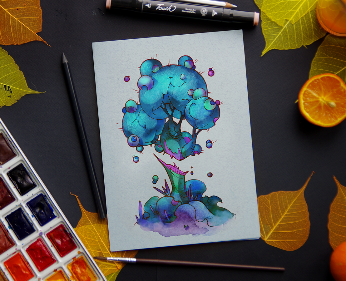 trees Plant watercolor ink cartoon conceptart