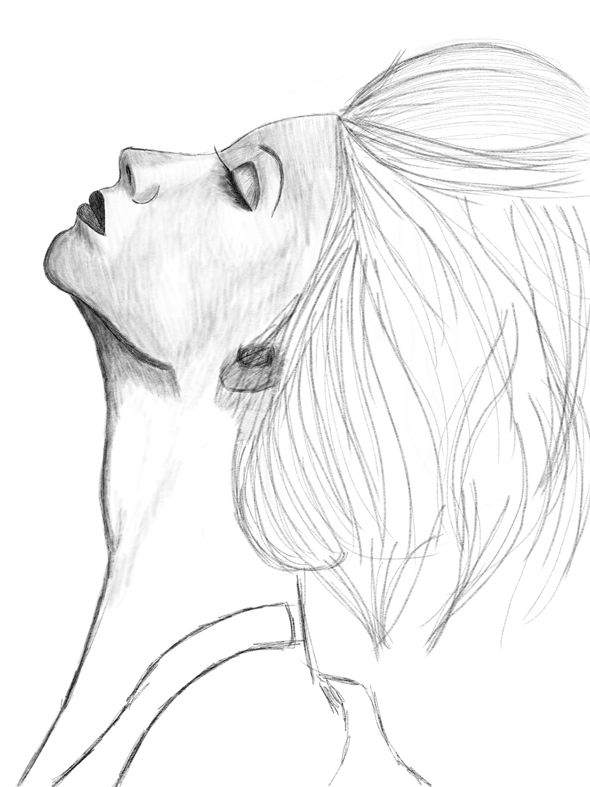 sketch sketches draw girl hair iPad Procreate procreateapp egypt art design black White
