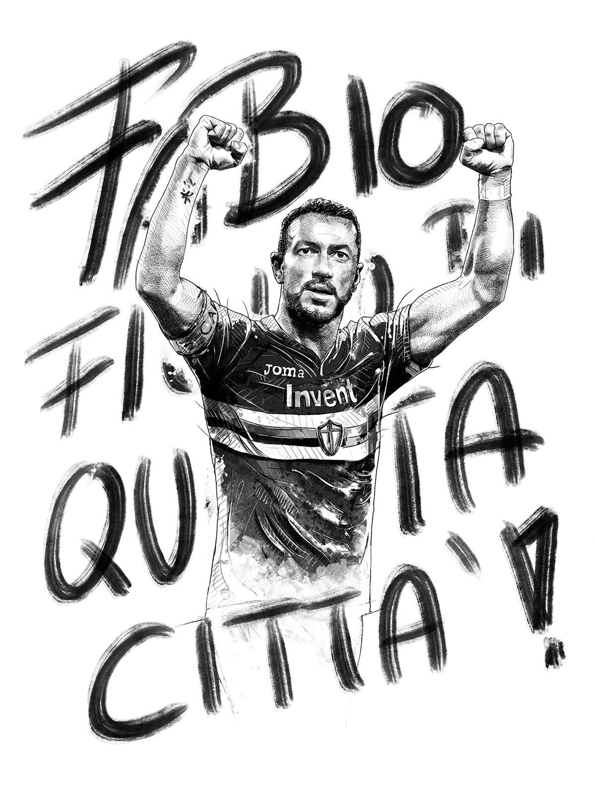 sport digital quagliarella Juventus soccer football editorial watercolor ink Italy