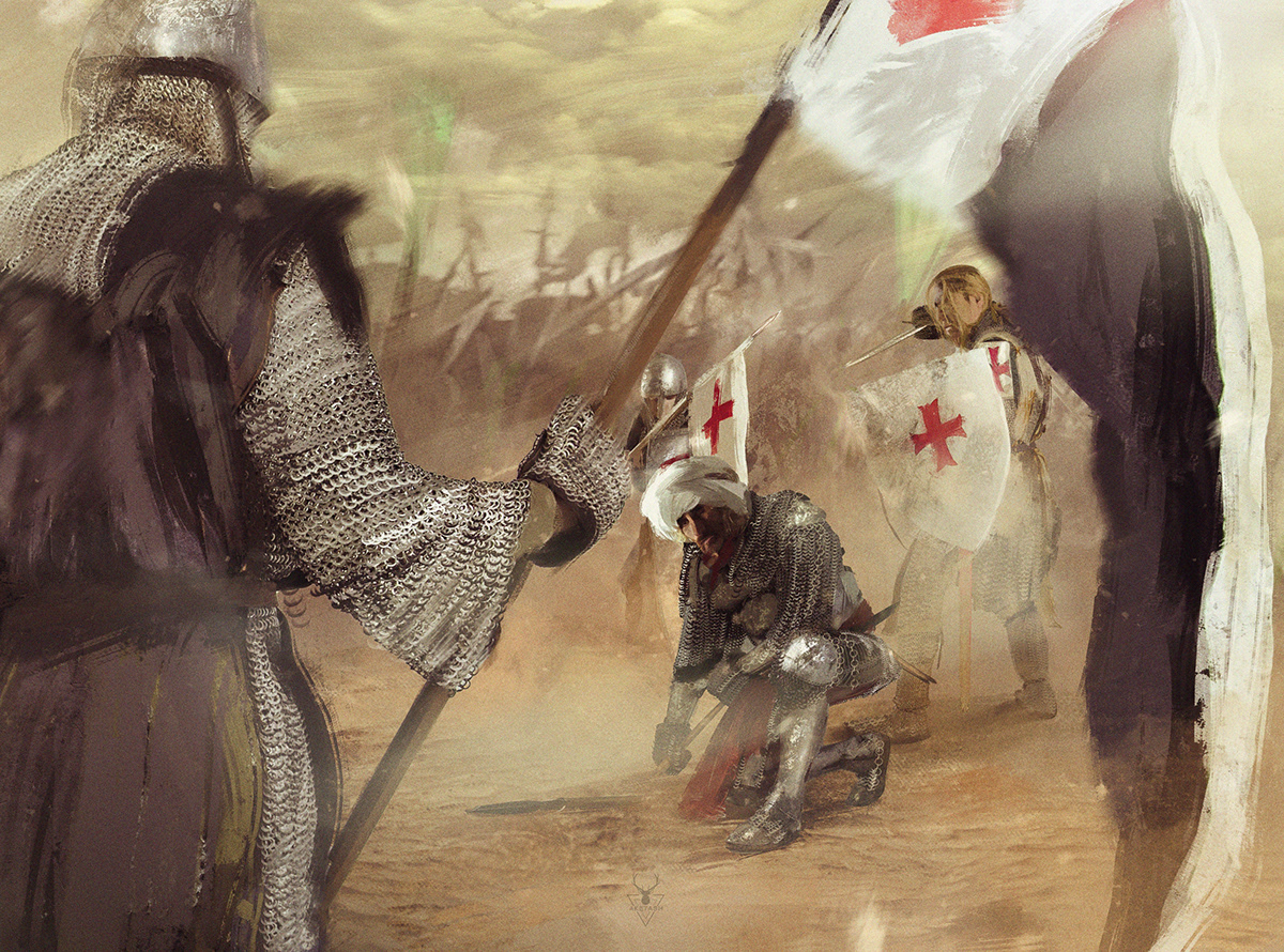 artwork digital illustration art concept desert battle crusaders