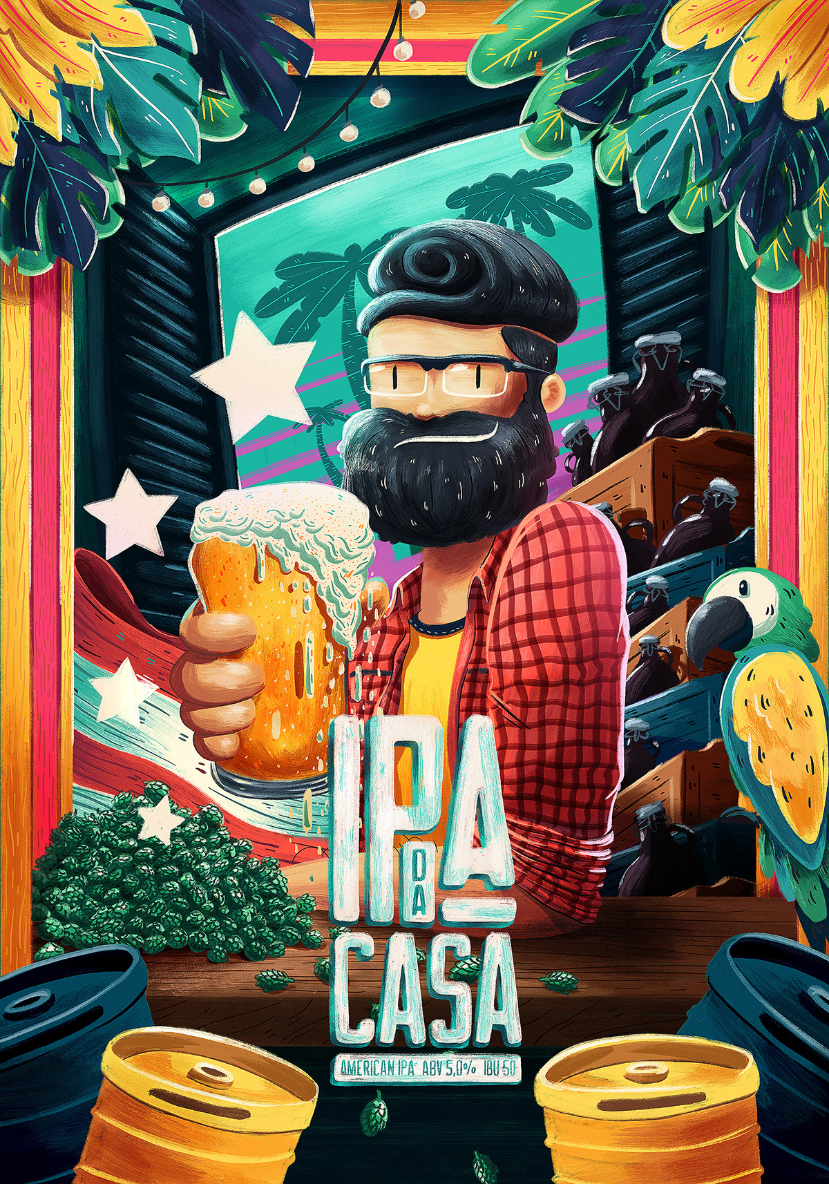 beer Bier brewery Cerveja colorful hop hops IPA painting   poster