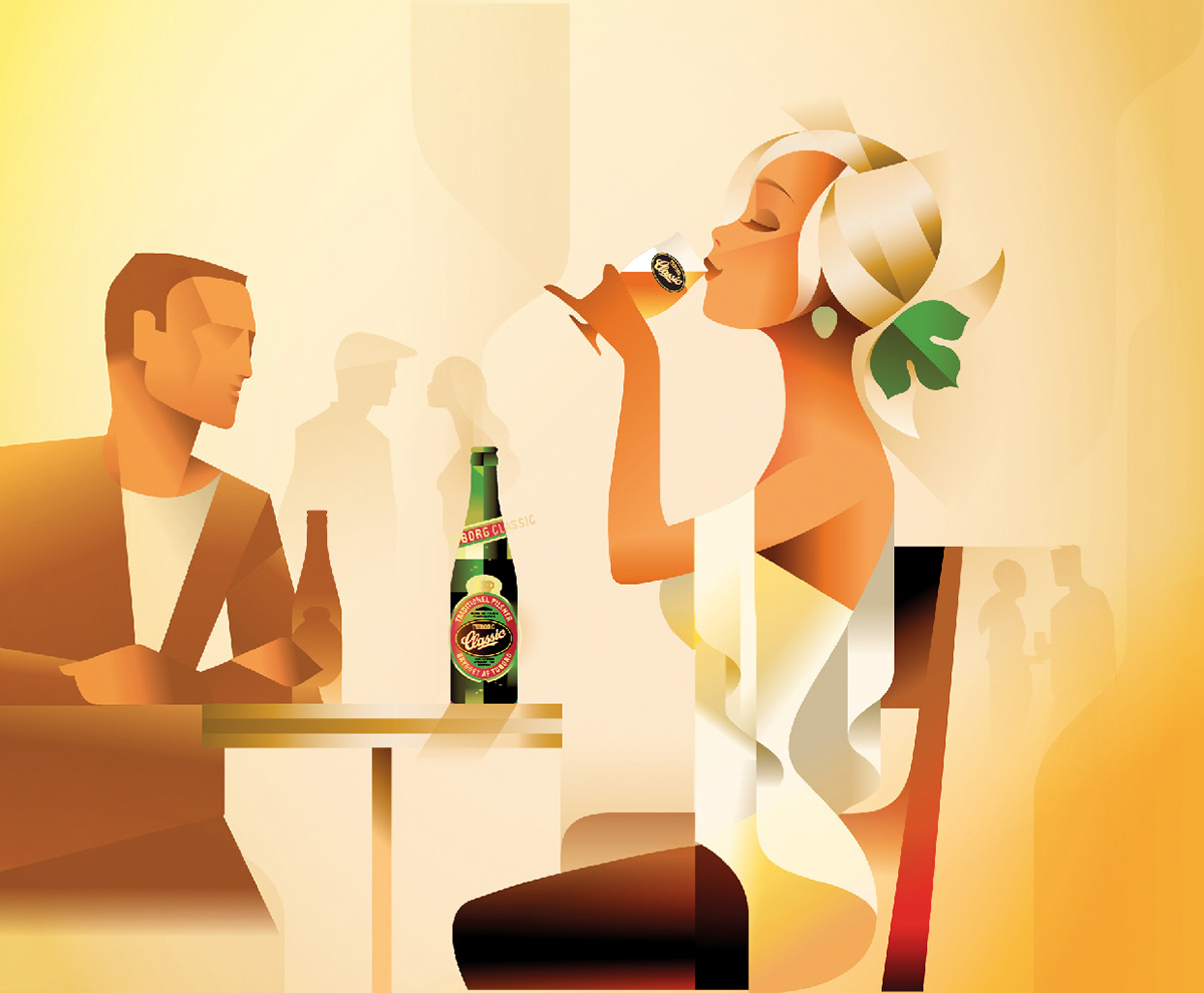 Adobe Portfolio poster beer alcohol tuborg classic mads berg drinks party Illustrator ILLUSTRATION 