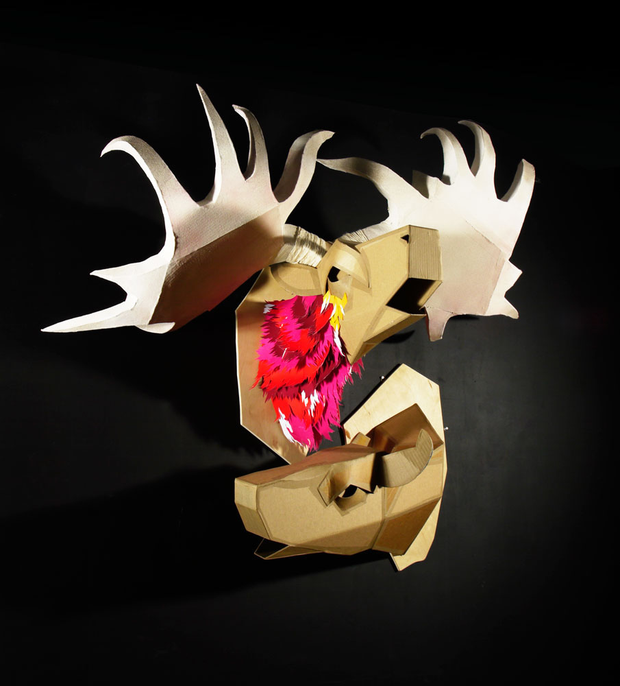 elk animals cardboard  sculpture color trophy  head