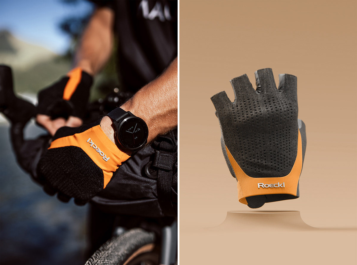 Cycling Glove MTB orange road Bike gravel product CGI industrial design 