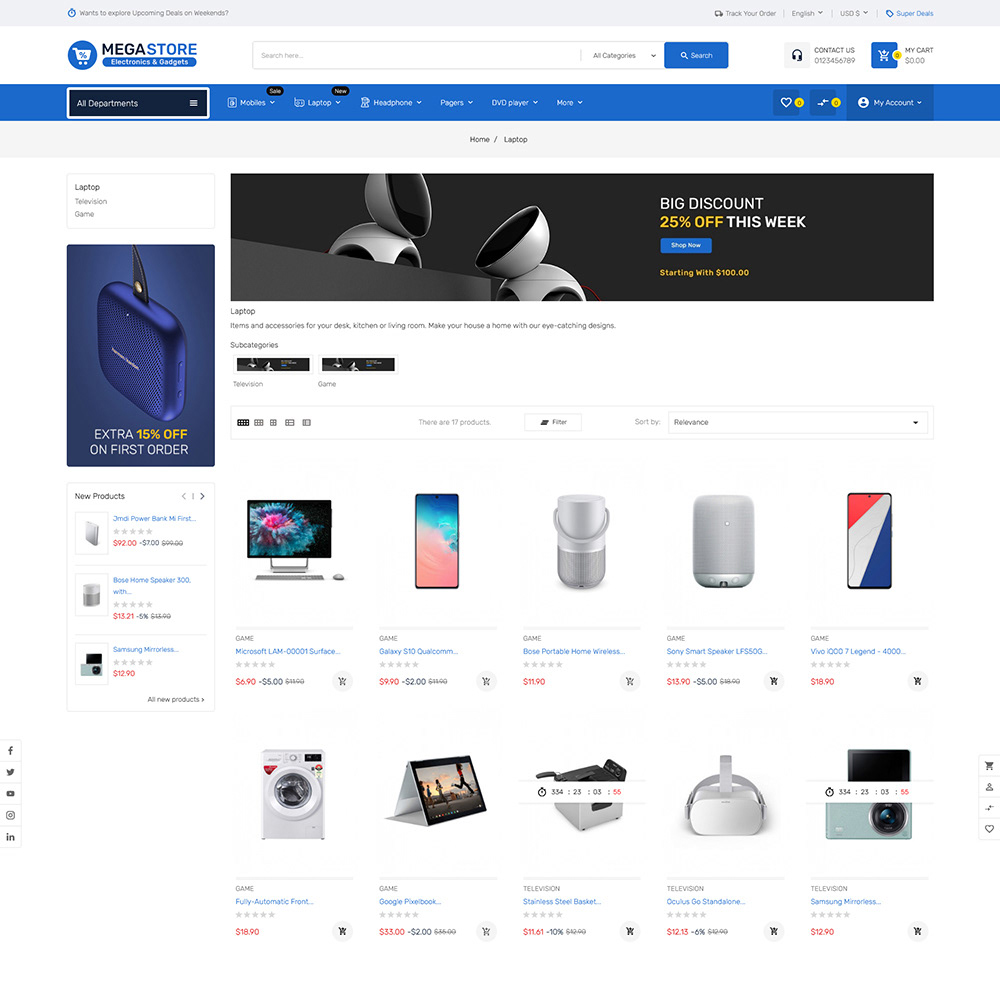 design development Ecommerce Electronics fiverr Marketplace Megastore online store Upwork Website