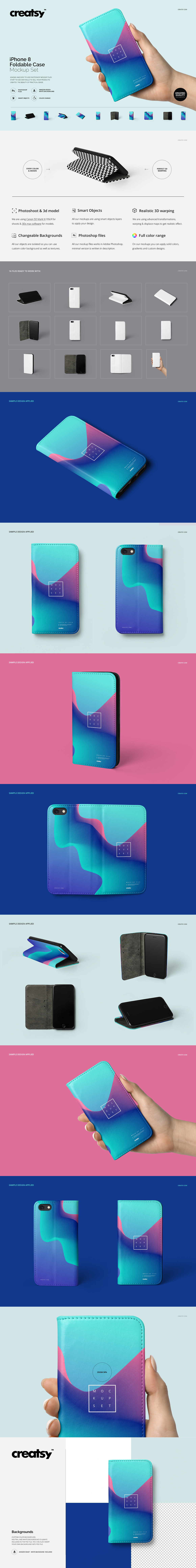 mock-up Mockup iphone phone mockups template printed Custom Foldable case