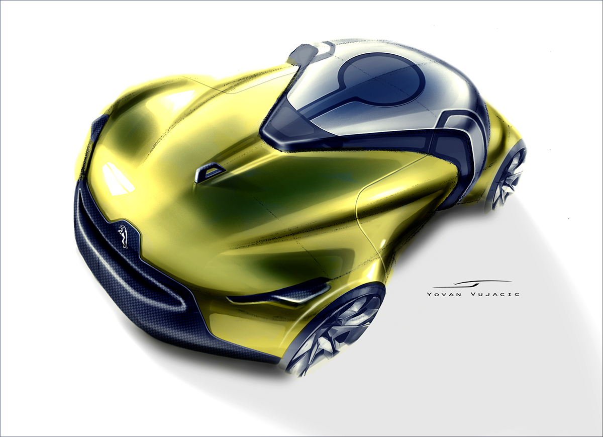 jaguar JAG coupe sketch car ilustration rendering