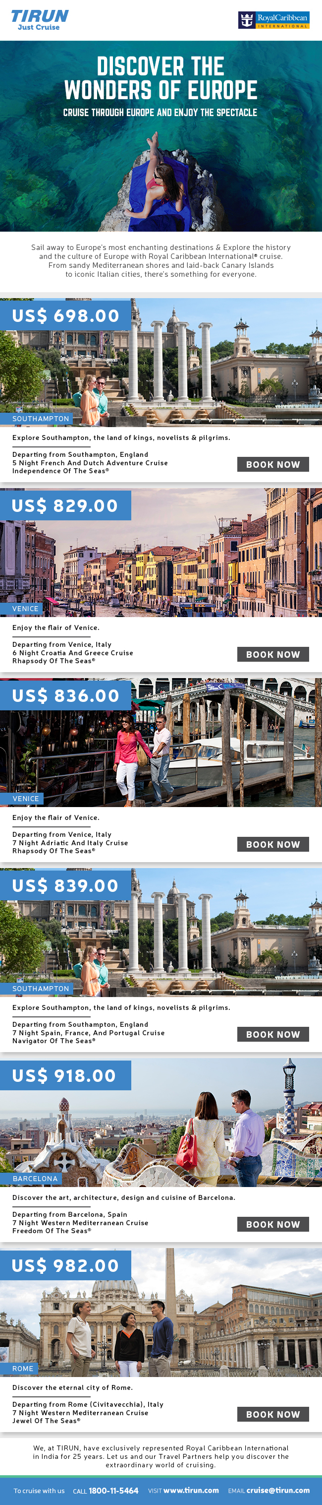 tirun Emailer Advertising  branding  Web cruise tour Travel