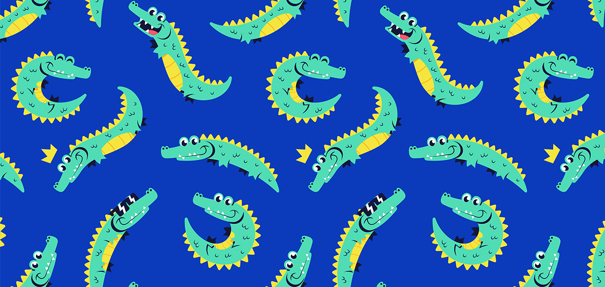 crocodile pattern print design  kids design print Character design  digital illustration vector artwork pattern design 