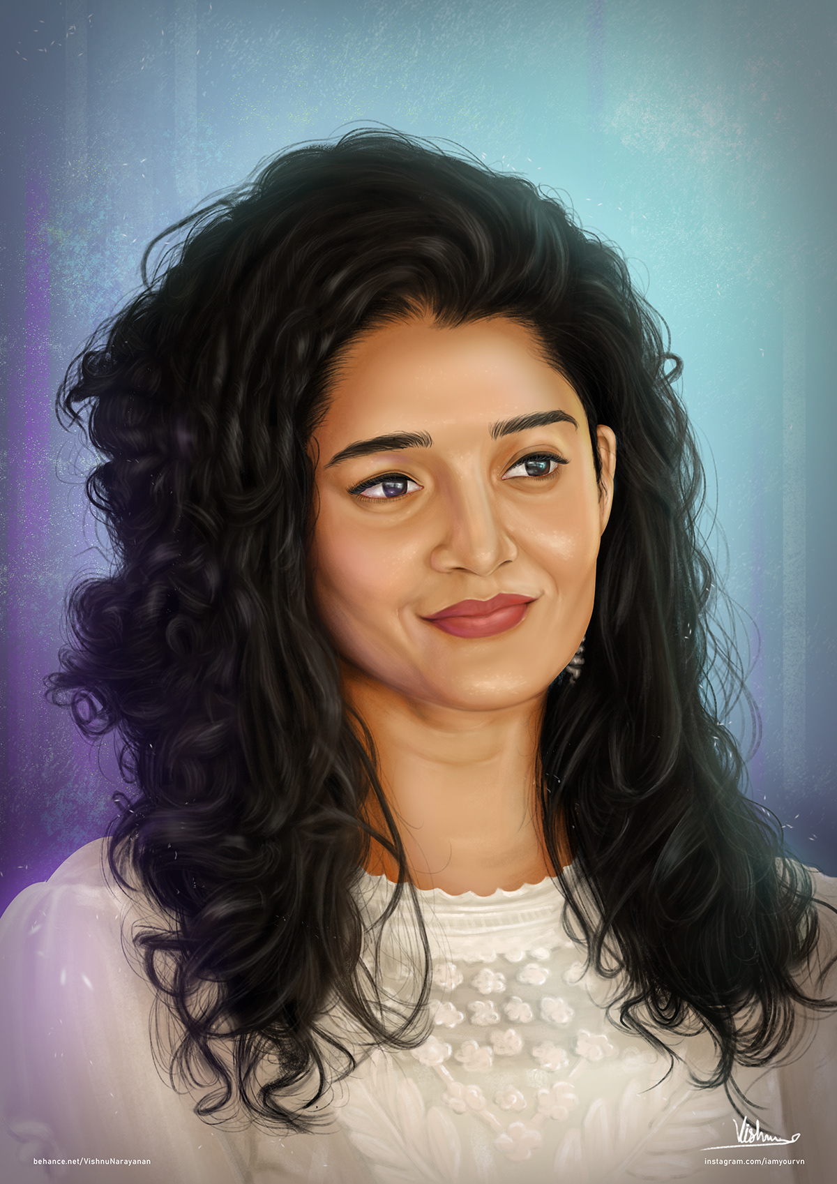 art digital painting Drawing  film actress  Irudhi Suttru oh my kadavule Portrait Painting Ritika Singh sketch tamil