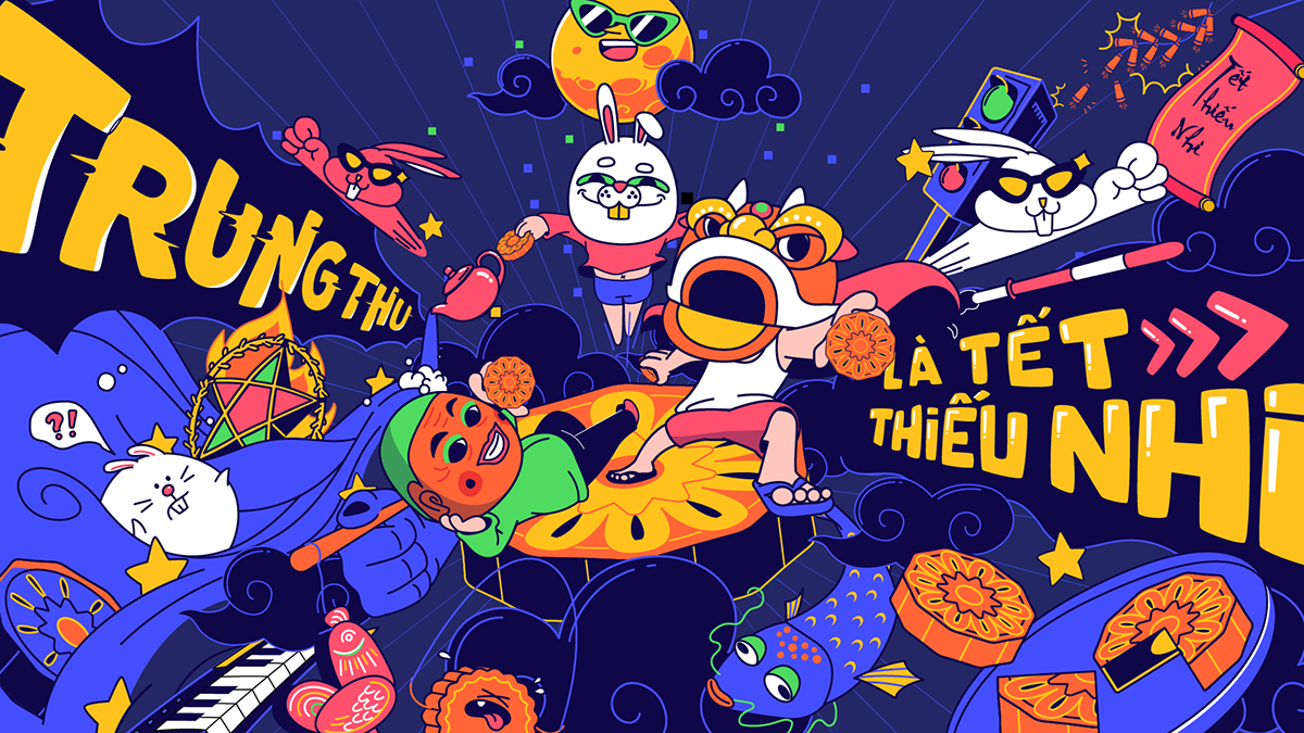 mid autumn trung thu festival Character design  Cartoons moon cake graphic design  3d design Octane Render graphic illustration