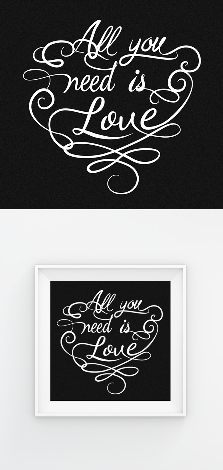 3D calligraphy 3D typography 3d lettering 3d lettering Love All you need 2D/3D