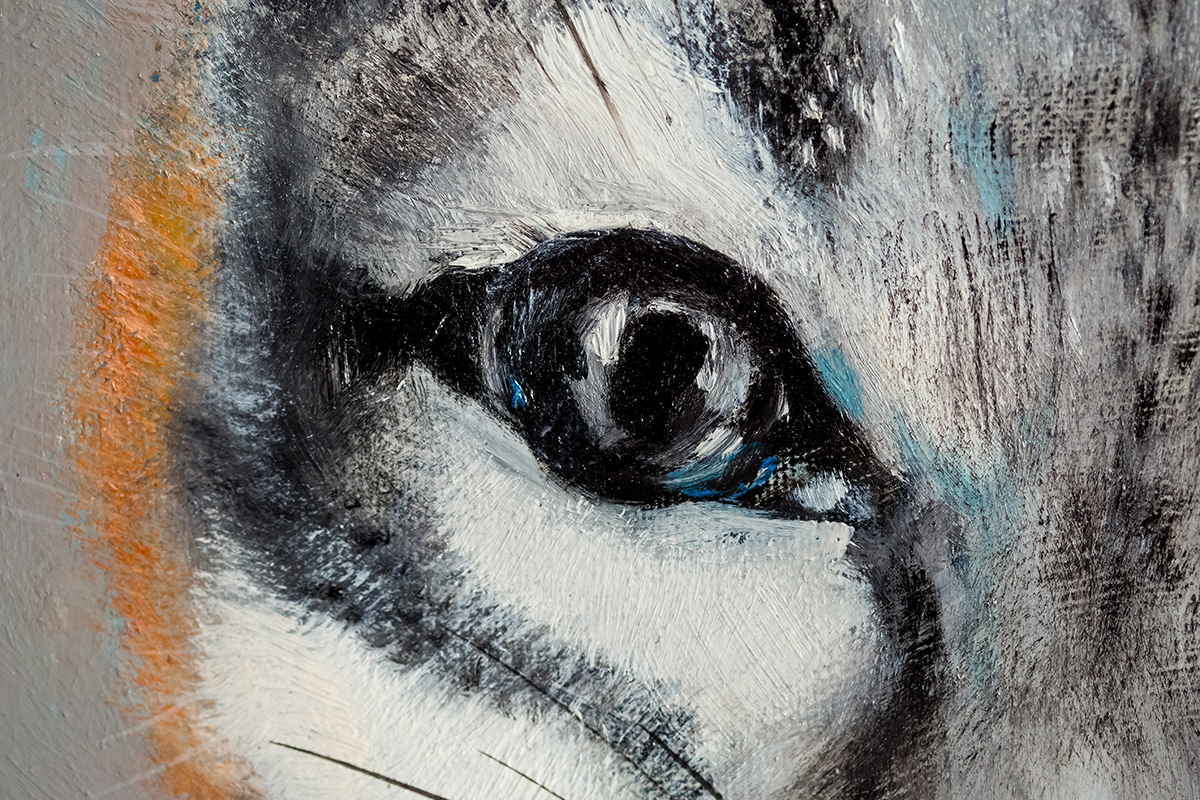animal painting FOX gray fox grey Nature Oil Painting portrait