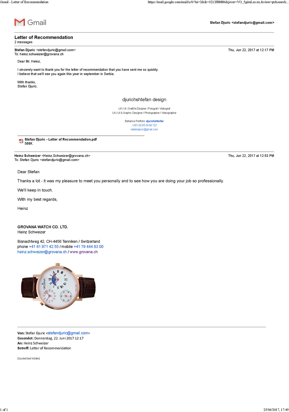 Grovana Watch Company Letter of Recommendation marketing   graphic design  UX / UI Photography 