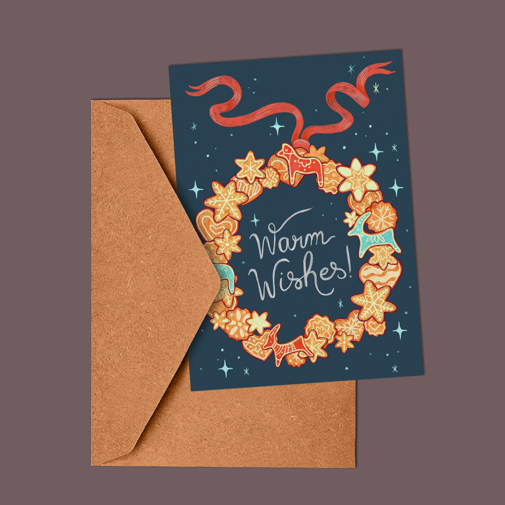 Christmas cookie greeting card holiday card winter stationary