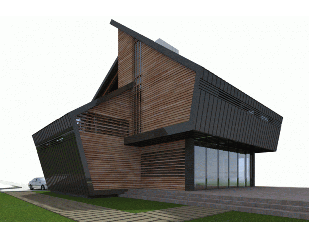 house vacation home concept Training Project Вентилируемый фасад architecture modern architecture student wacom collage retouch