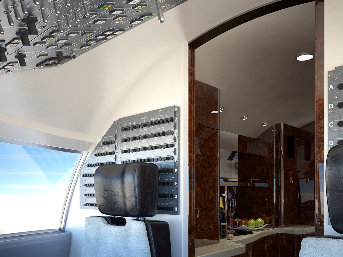 challenger Bombardier cl605 Interior cockpit Pilot stevart undecariage 3D maqyko