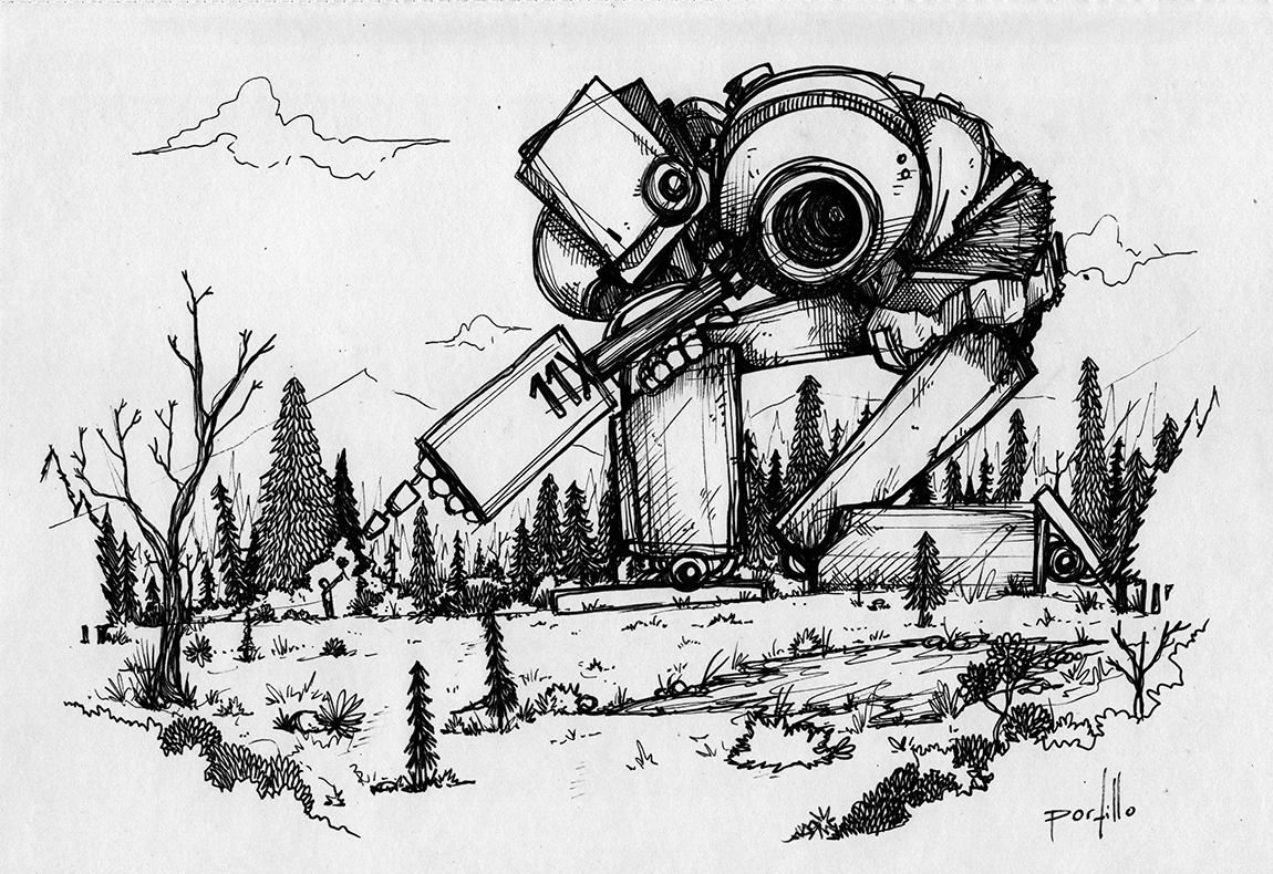 forest Roses robots ink paper doodle illustrations Compilation sketch sketchbook