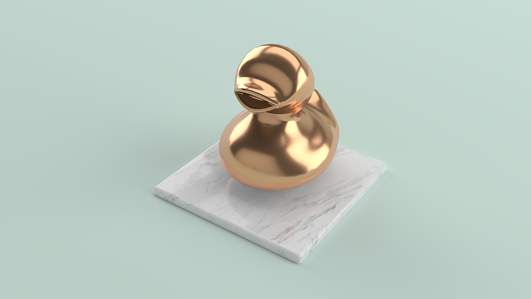3D pattern objects modeling duck Pineapple metal CGI geometric shapes