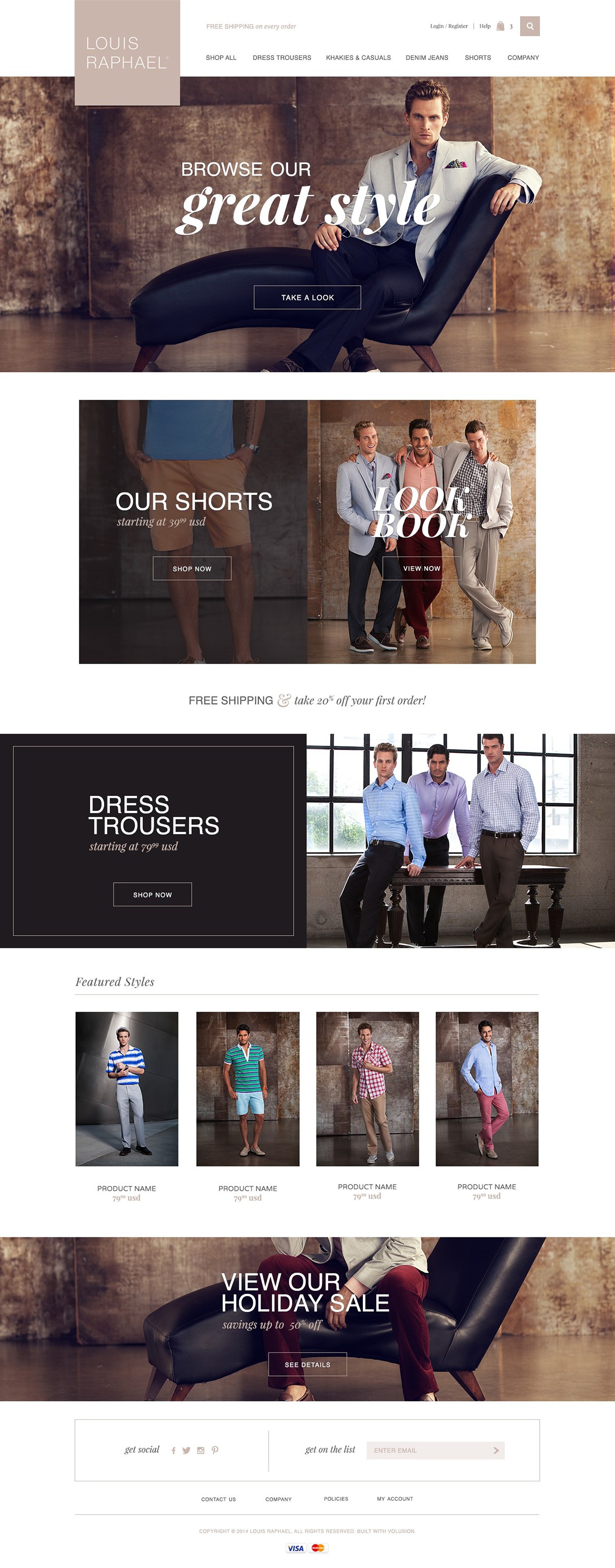 Adobe Portfolio male fashion online store e-commerce homepage design