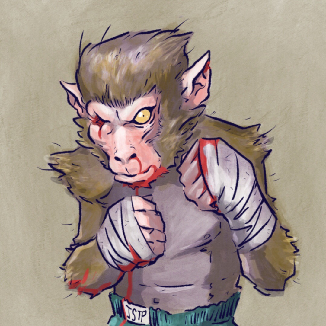 monkey Boxer Boxing japanese macaque Simian Character design  process video blood proceate iPad pencil