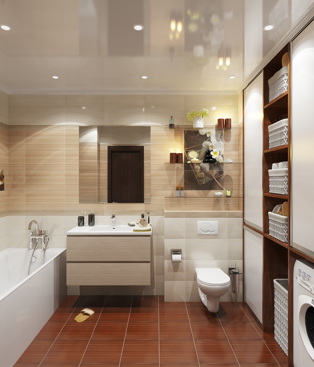 Large Bathroom bathroom interior design  3ds max V-ray rendering visualization