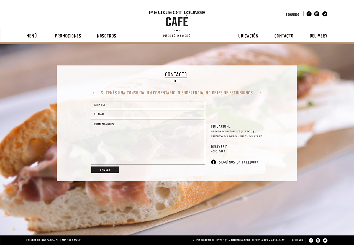 Retail Coffee cafe store French Food  take away deli restaurant PEUGEOT lounge logo Web Pack