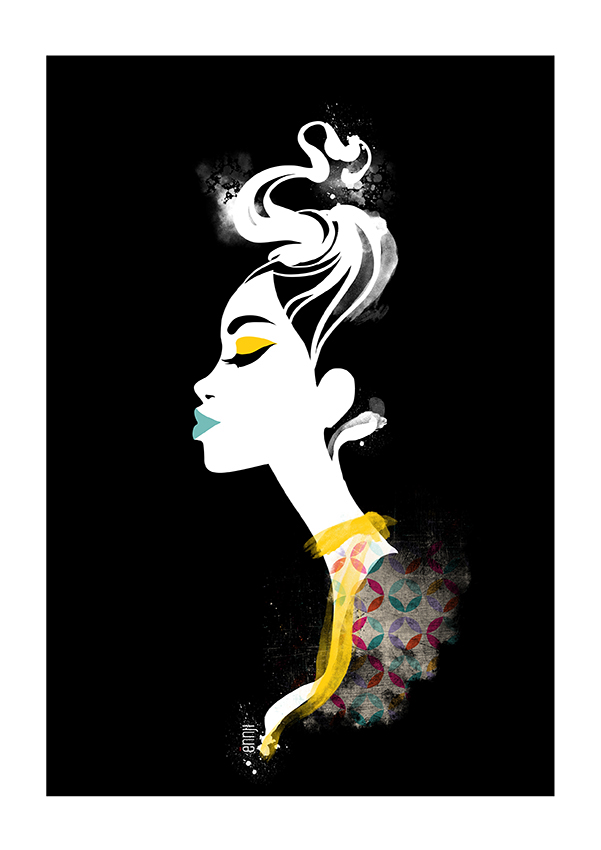 ennji fashionillustration illustrationdemode model black graphic minimalist portrait woman elegant ArtDirection modern