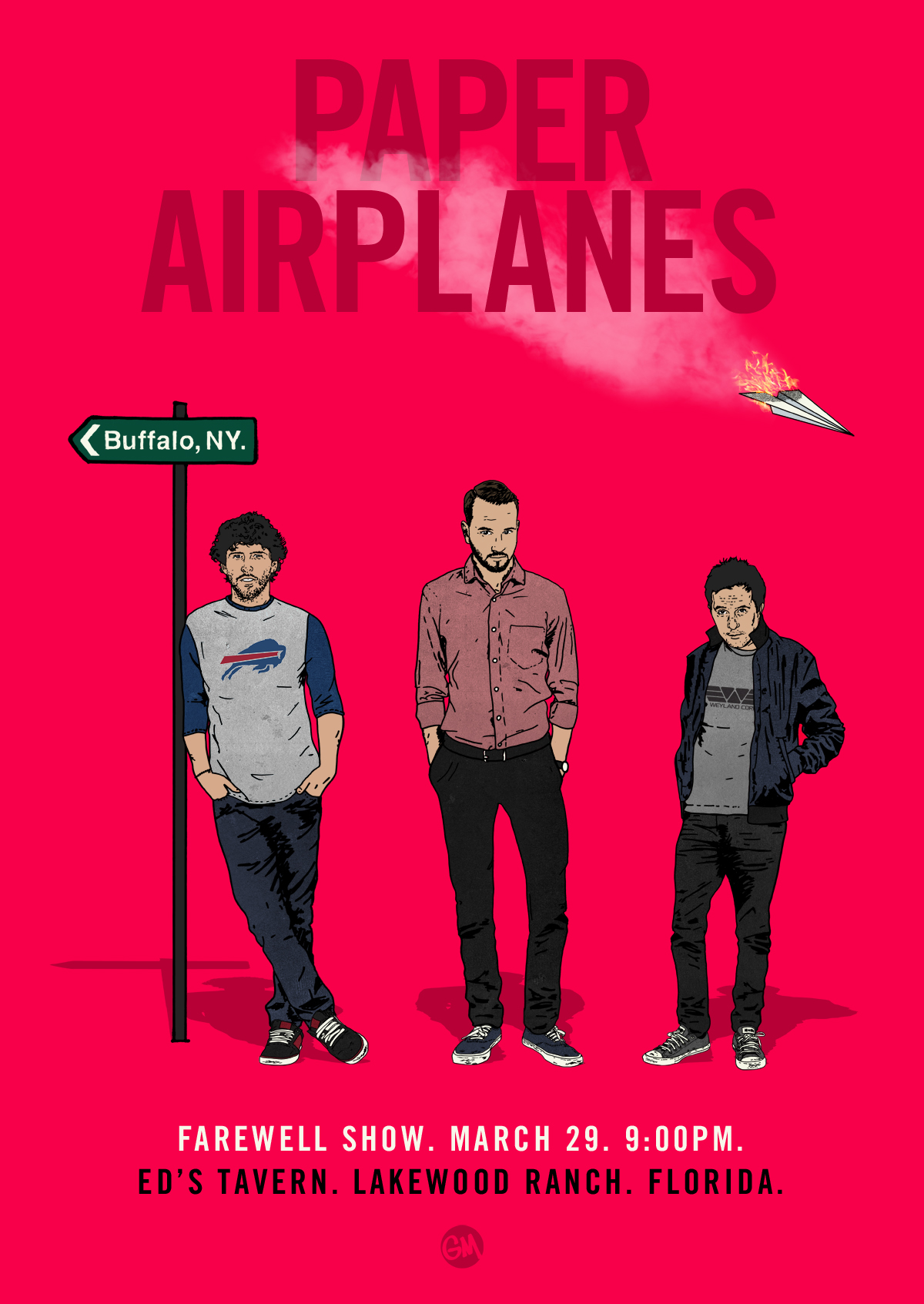 paper airplanes sarasota florida gig poster