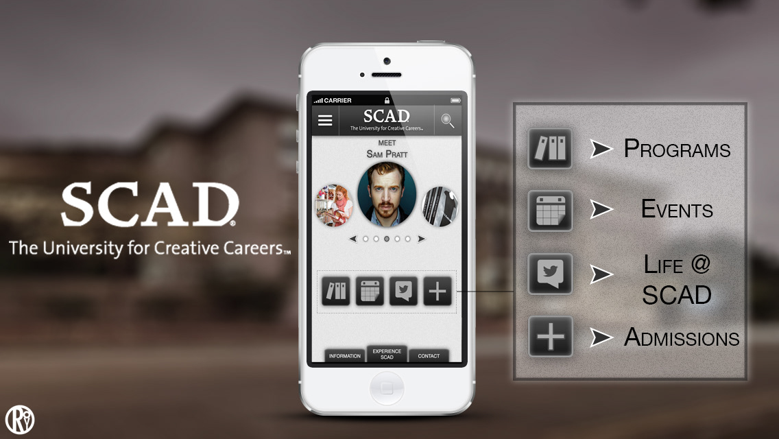 SCAD SCAD.edu mobile application UI user Interface design graphic college art