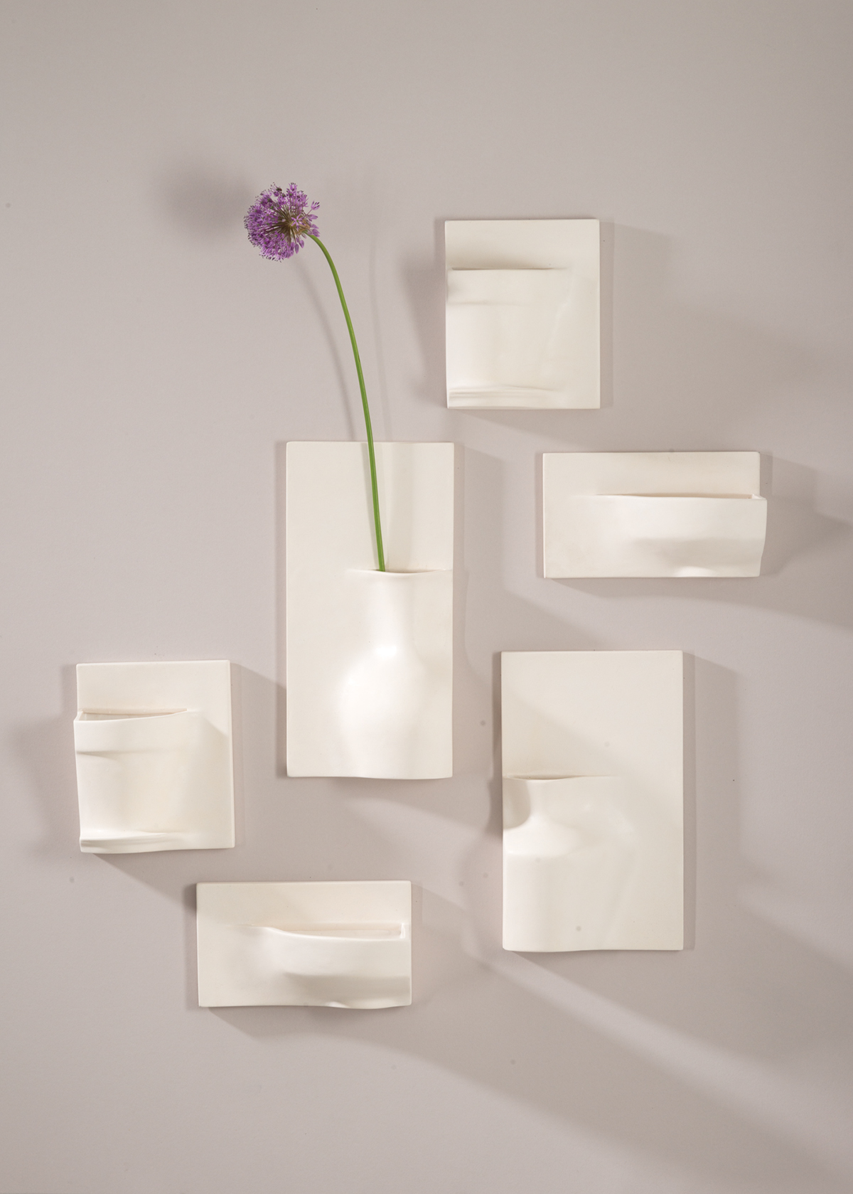 slip-casting ceramics  wall decor Vase Pottery flower pot bowl risd Grad Show 2015 vessel wall art