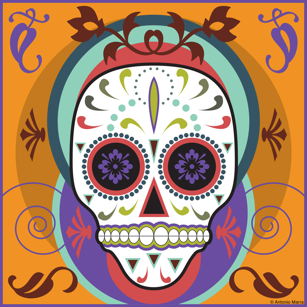 catrina skull dead muertos calavera Halloween mexico graphic design 