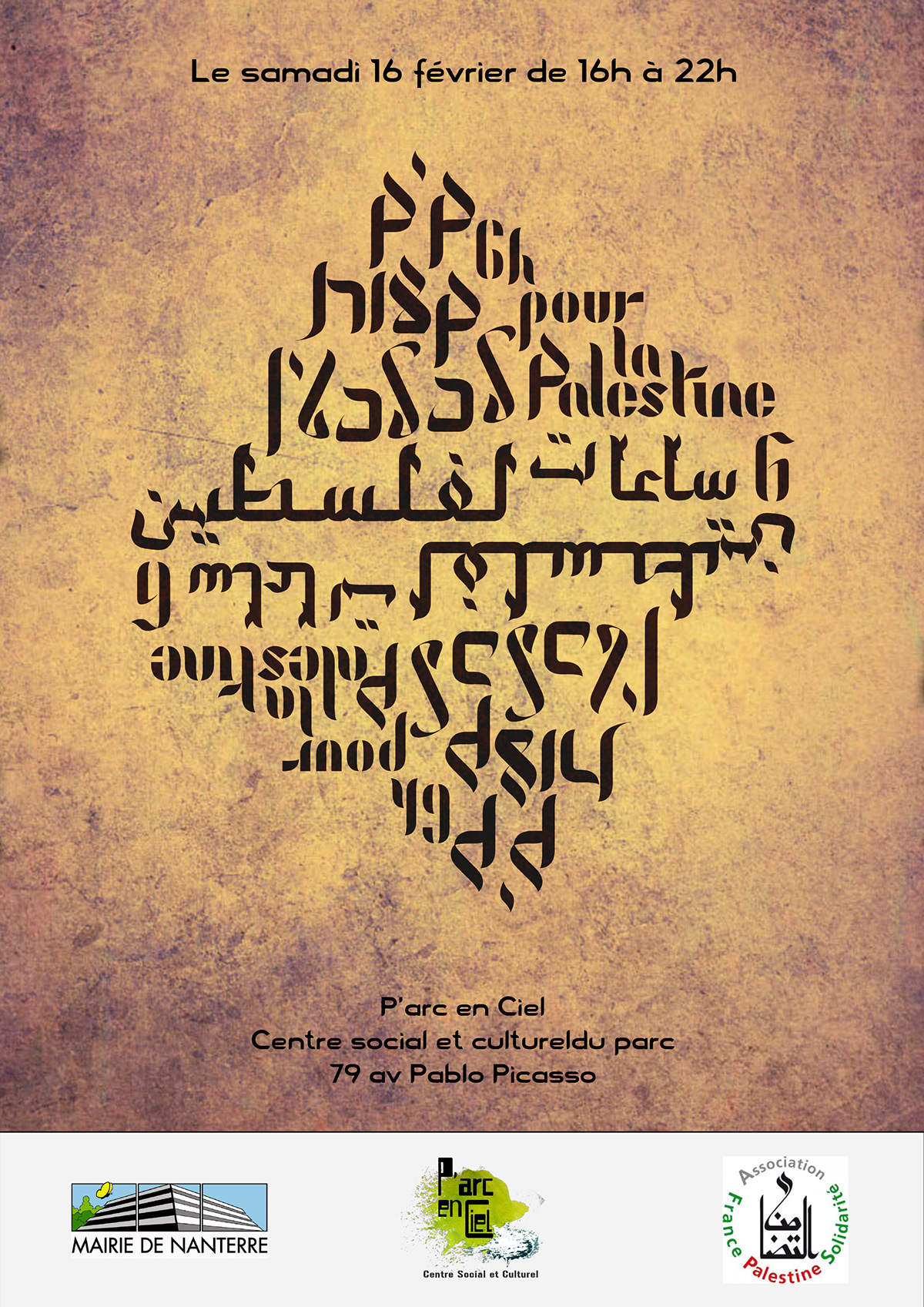 palestine Type Hebrew Type Arab affiche Nanterre composition Arab hebrew modulaire modulable module presse politique time
