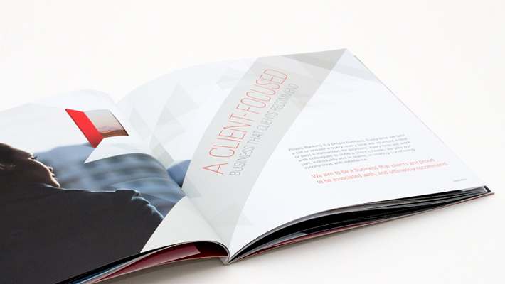communication brochure Rebrand Direct mail french fold die cut door identity banking Private Bank connection