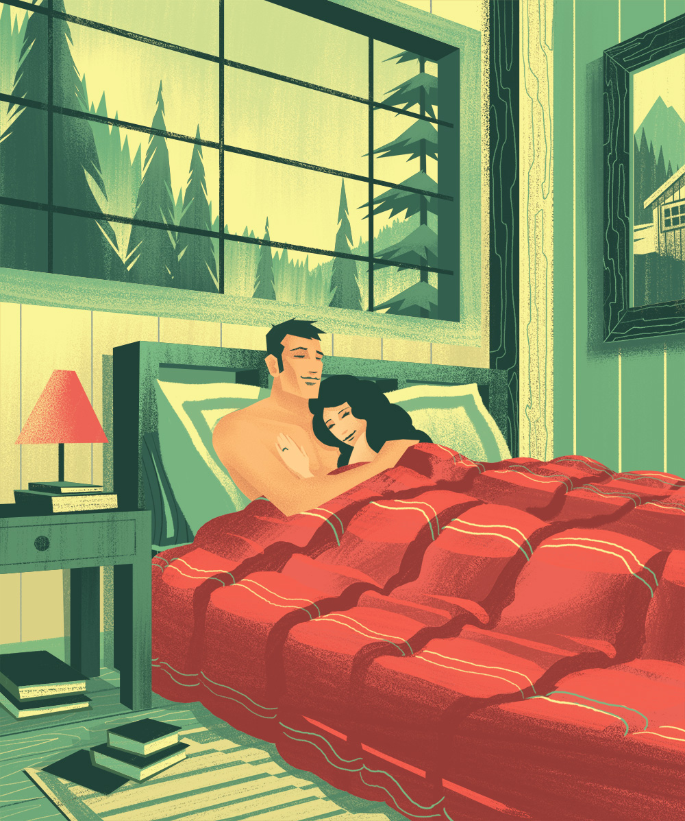 Editorial Illustration GQ Orlin Culture Shop ocs vintage Retro outdoors Reading camping hiking vacation cabin relaxing grilling