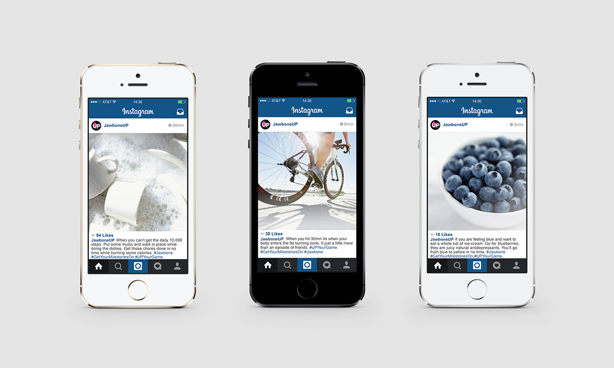 social media Jawbone Copywriting for digital facebook instagram healthy lifestyle milestones