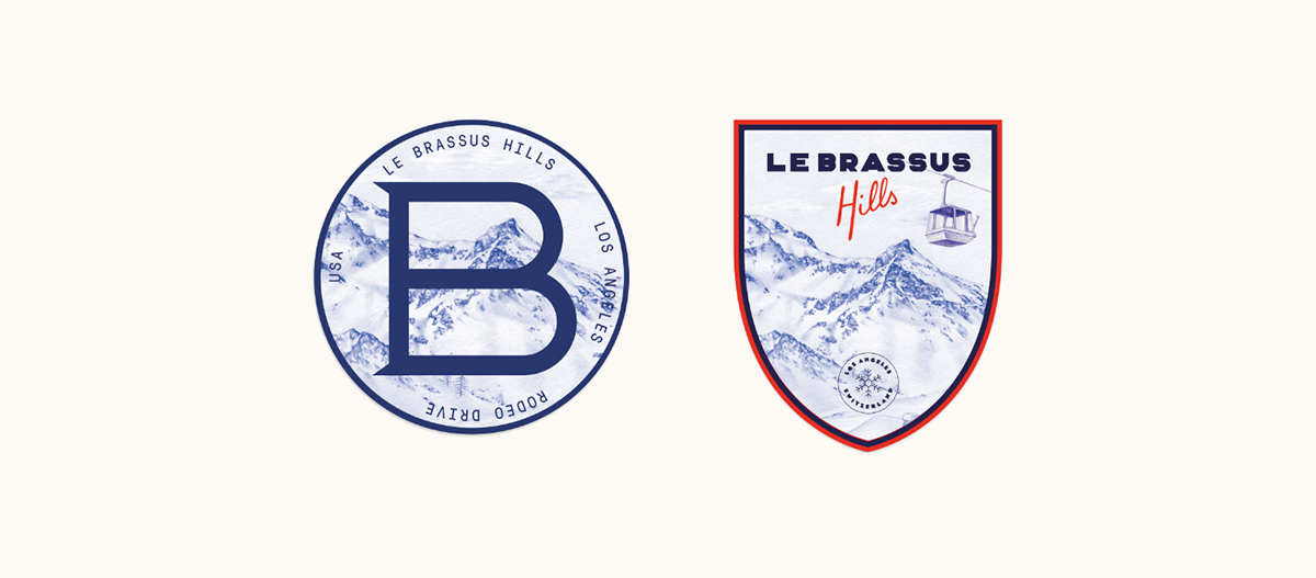 Le Brassus Ski mountain logos badge patch blue red Violaine & Jeremy colour font type