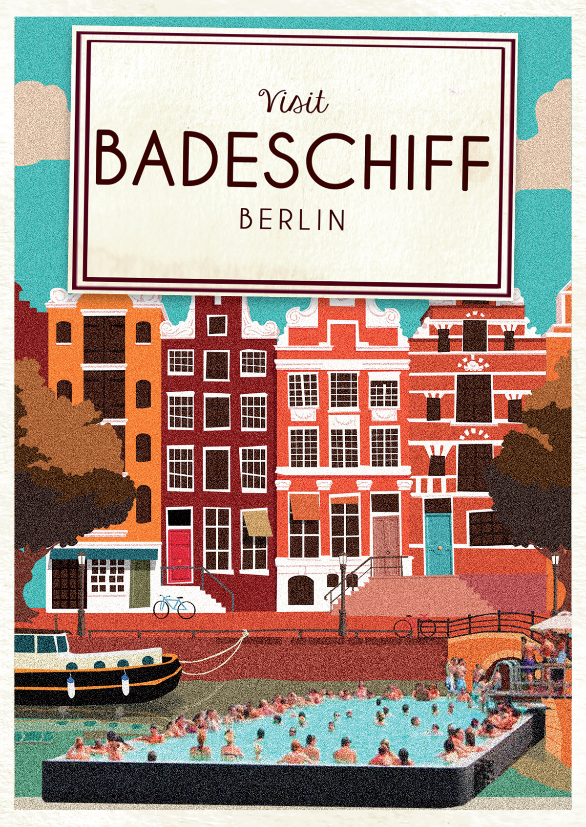 badeschiff berlin ILLUSTRATION  graphic design  Flyer Design summer