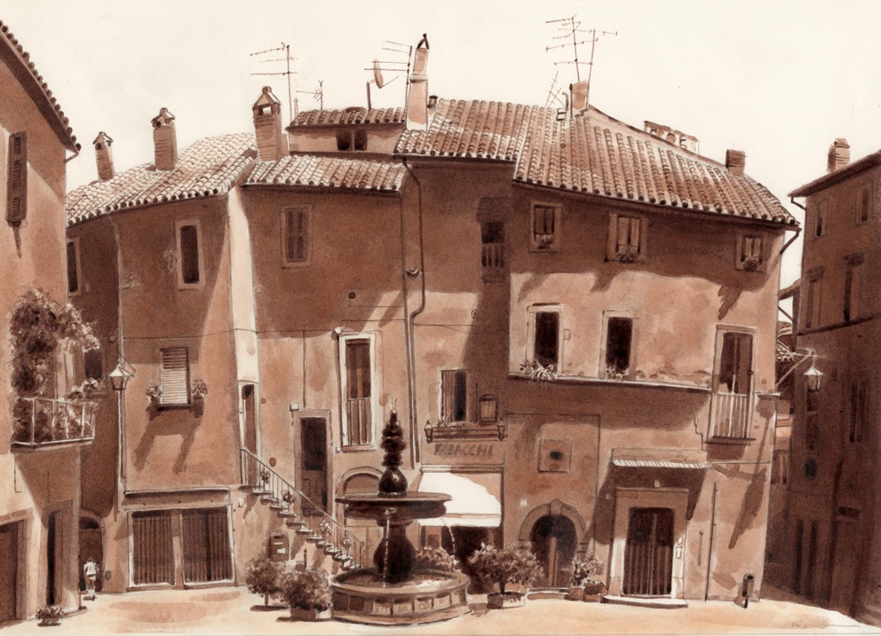 Journalistic Drawing  Italy drawings  travel drawings Fred Lynch  Viterbo Italy urban sketching