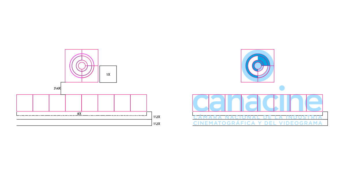 logo brand Canacine mexico film industry marca identidad pantone blue brandserved industry Web identity pantone business card stationary
